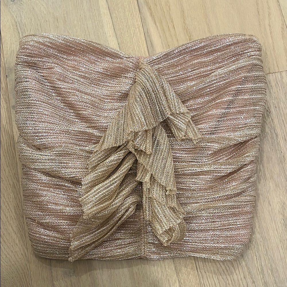 Gold Strapless Ruched Top
